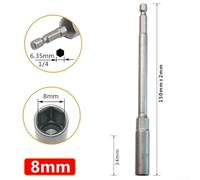 Hexagon Steel Driver Socket Wrench Extension 150mm Compatible Electric Chrome Screwdrivers Pneumatic Vanadium Nut Drill Bit for Adapter (8mm)