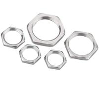 Hexagon Thin Lock Nuts, Hexagon Lock Nuts Metric Female Thread 304 Stainless Steel Silver M8-M63 Pack Of 10(M20x1.5)