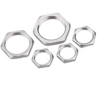 Hexagon Thin Nuts Half Locking Nuts, 10pcs/set Metric Female Thread Hex Lock Nut Pipe Fitting 304 Stainless Steel silver(M50x1.5)
