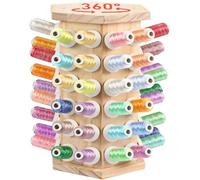 Hexagon Wooden Thread Holder Stand, 72-Spools Embroidery Thread Organizer, Smooth Wood Thread Racks for Spools of Thread and Bobbins - Quilting and Sewing Thread Storage(360° Rotating)