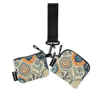 Hexagon Tiles Pattern Dual Wristlet Wallets for Women Mini Fashion Business Card Holder with Wristle Strap for Women Men 2 Pcs, Hexagon Tiles Pattern, One Size