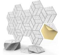 Hexagon Wall Panels 12 Pack Self-adhesive Sound Proof Foam Panels 3Types Design To Absorb Noise(6Equal Hexagon Grey)