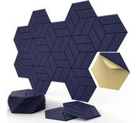 Hexagon Wall Panels 12 Pack Self-adhesive Sound Proof Foam Panels 3Types Design To Absorb Noise(6Equal Hexagon Blue)