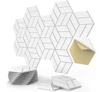 Hexagon Wall Panels 12 Pack Self-adhesive Sound Proof Foam Panels 3Types Design To Absorb Noise(6Equal Hexagon White)