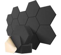 Hexagon Wall Panels 12 Pcs Self-adhesive Sound Absorbing Soundproof Wall Panels To Absorb Noise Sound Proofing Foam(Black)