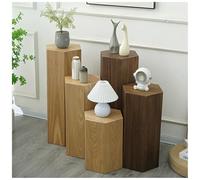 Hexagon Wooden Stand Base, Multi-Purpose Display Risers for Entryway Decor, Pedestal Plant & Side Table, 32x120 cm