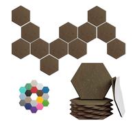 Hexagonal Acoustic Panels - 12 Pack High-Density Sound Absorbing Panels 12"X10"X0.4" for Enhanced Noise Reduction, DIY Design, Idea for Studios, Offices, and Home Theaters(Coffee Brown)