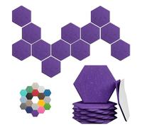 Hexagonal Acoustic Panels - 12 Pack High-Density Sound Absorbing Panels 12"X10"X0.4" for Enhanced Noise Reduction, DIY Design, Idea for Studios, Offices, and Home Theaters(Violet)