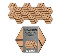 Hexagonal Acoustic Wood Panels - Set of 12 Wall Panels for Soundproofing & Stylish Décor | Paneles de Madera Decorativos y Acústicos para Pared (Ivory Oak)