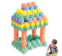 Hexagonal Building Blocks Set - 100 Interlocking Hex Blocks, Multi-Color Combinations Possible | Educational Toy, Improve Creativity And Space Awareness. From 3 Years, L