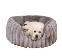 Hexagonal Calming Dog Bed & Cat Bed, Ultra-Soft Faux Rabbit Fur Corduroy Pet Bed with Removable Cushion, Anti-Slip, Thickened Orthopedic Cuddler for Small Medium Large Pets(Grey)