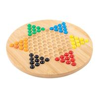 Hexagonal Checkers Board - 20x1.2cm Wooden Glass Bead Play Plate Strategy Table Game Cognitive Color Match Set | Friends Family Checker Style Boards Entertainment Hex Plays Sets Home Activitiess