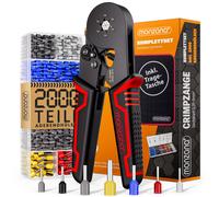 MONZANA® Hexagonal Ferrule Crimping Tool | Electrician's Hex Crimp Pliers with Ferrules 0.25-6mm² 2000pc in Plastic Box | Wire End Sleeve Set | Ergonomic Handle | Including Storage Bag