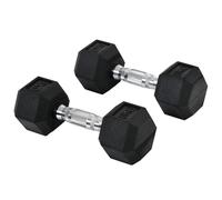 Hexagonal Dumbbells 2x6kg Black Rubber Coated Metal 11.5cm Diagonal Knurled Grip