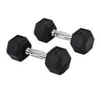Hexagonal Dumbbells 2x6kg Black Rubber Coated Metal 11.5cm Diagonal Knurled Grip