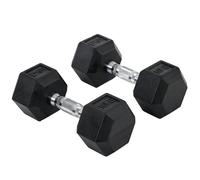 Hex Dumbbells Set Rubber Dumbbells Weight Lifting Equipment Fitness Home Gym - HOMCOM | TJ Hughes Black