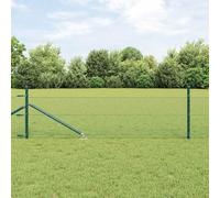 Hexagonal Fence with Posts, PVC-Coated Steel, Forest Green, 25 x 0.5m