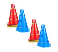 Hexagonal Football Training Cones with Holes 23cm, 12pcs Pe Drill Set | Resists Deformation, Quick Rope Threading, for Indoor Courts and Artificial Turf, Boys Use Random Color