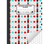 Hexagonal Graph Paper Notebook: Hexagon Journal for Drawing Carbon Chains, Quilting, Art, Gaming, Tiling And More. Each Hexagon Side 0.2" Geometric Hexagons Black Cyan Red Colors Pattern Cover.