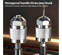 Hexagonal Handle Three Jaw Self Centering Drill Chuck, 6.35mm Shank, Steel Construction, 1.5-6.5mm Clamping Range, for Quick Change Power Tools