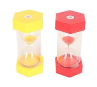 Hexagonal Hourglass 3 Minutes Sand Timer Plastic Sand Clock Desktop for Kids Classroom Red Yellow 2pcs