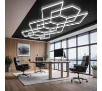 Hexagonal LED Honeycomb Ceiling Light, Modern Lighting for Offices, Commercial Spaces, Barber Shops, Hotels, Study Rooms, Tattoo Studios, Workshops.
