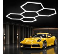 Hexagonal LED Lights 5 Grids DIY led Honeycomb Ceiling Light 6500K Cool White for Garage Warehouse Workshop Gym Basement Car Care Wash Room 5 HEX