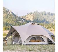 Hexagonal Man Festival Dome Person Family Camping Tents with Panoramic View, 4 Season Luxury Double Layer Large Canvas Glamping Bell Tent for Vacation Hiking Party vision