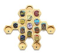 Hexagonal Medal Display Frame 24Pcs/Set Wood Medal Hanger Display Box Punch-Free Creative Stitching Sports Medal Holder, for Military/War/Sports Medal,18PCS