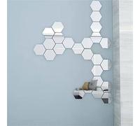 Hexagonal Mirror Wall Sticker, Environmentally Friendly, Acrylic Background, Self-Adhesive, Modern, Living Room, Bedroom, Hallway, Photo Wall, Glossy, 12 Pieces (Silver, One Size)