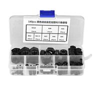 Akozon Hex Nut, 140pcs M2/M2.5/M3/M4/M5/M6/M8/M10 Thread Nylon Plastic Hex Hexagonal Nuts (Black)