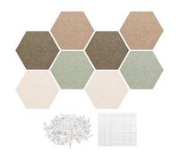Hexagonal Push Pin Board - Decorative Wall Display Board for Photos and Notes | Pack of 10 Adhesive Felt Boards 30x26 Cm | Modern Wall Decoration for Office, Living Room and Nursery