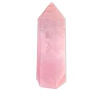 Hexagonal Rose Quartz Crystal Wand Tower Natural Healing Crystals for Reiki Chakra Meditation Energy Balancing Home Decor Gift for Beginners 6 Faceted Point(9-10cm)