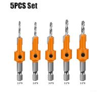 Hexagonal Shank Drill Bit Set 5pcs Countersink Drill Bits for Woodworking with 2.5/2.8/3/3.2/3.5mm Sizes Steel Punching Tool for DIY Home Projects
