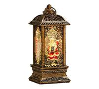 Hexagonal Snow Globe Lantern - Water-Filled Vintage Christmas Night Light With Santa & Snowman | Retro Tabletop Ornament For Home Decor | Festive Gift For Christmas And Winter Holidays