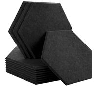 Hexagonal Soundproofing Panels 12 Pcs Sound Absorbing Panels Wall Absorcion For Home Recording Studio Acoustic Insulator Door Sealing Strip for Studio(32-Black,Small Hexagon,0.9cm High Density)