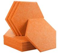 Hexagonal Soundproofing Panels 12 Pcs Sound Absorbing Panels Wall Absorcion For Home Recording Studio Acoustic Insulator Door Sealing Strip for Studio(8-Tangerine,Large Hexagon,1.0cm Super Density)
