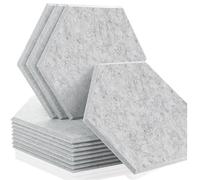 Hexagonal Soundproofing Panels 12 Pcs Sound Absorbing Panels Wall Absorcion For Home Recording Studio Acoustic Insulator Door Sealing Strip for Studio(4-Silver Gray,Small Hexagon,0.9cm High Density)