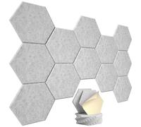 Hexagonal Soundproofing Panels Self-adhesive Sound Proof Foam High Density Acoustic Treatment for Studio(Light gray,6pcs Hexagon)