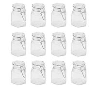 Hexagonal Spice Jars - Set of 12 | Clip Top Mini Glass Jars | 100ml Capacity | Preserve Jar Set | Airtight Herb & Spice Storage | Jam Jars & Storage | Small Pots | M&W