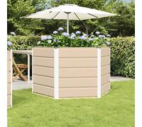 Hexagonal Steel Planter Ivory 129x129x75cm Outdoor Modern Garden Accent Durable