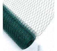 Hexagonal Wire Chicken Rabbit Mesh Netting, Green PVC Coated Galvanised Wire Mesh Fence for DIY Craft Project, Outdoor Garden Home Decor, 50M roll of 60cm (2ft) tall, 50mm*50mm Hole