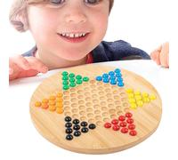 Hexagonal Wood Checkers Plate - Chinese Wood Board Hexagonal Checker, Abundant Puzzle, Family BoardGame, Traditional Star Shaped | Marble Strategy Game For Boys Girls Friends Family Gatherings Travel