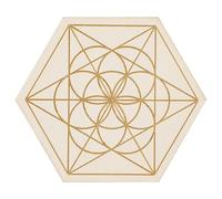 Hexagonal Wood Coasters for Drinks - Geometric Engraved MDF Base, Creative Natural Cup Mat for Tabletop Protection, Modern Kitchen Table Decoration Drink Coaster 1 Piece