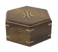 Hexagonal Wooden Box 14x14x7cm