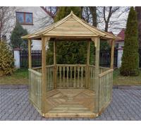Hexagonal Wooden Gazebo With Floor And Balustrades, Pressure Treated - 8Ft X 7Ft (2.6M X 2.3M)