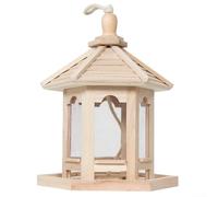 Hexagonal Wooden Hanging Bird Feeder with Removable Lid for Effortless Refill Supporting For Bluebirds Robins and Other Birds