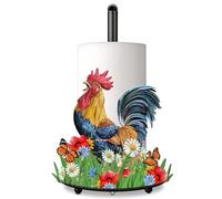 Hexagram Rooster Decor Rooster Kitchen Decor Bathroom Decorations Rustic Home Gifts Farmhouse Paper Towel Holder Countertop Standing Cute Chicken Kitchen Decorations Gifts for Housewarming