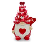 Hexagram Valentine's Day Decorations, Valentine's Day Gifts for Him Her, Ceramic Gnome Tree Light, Red