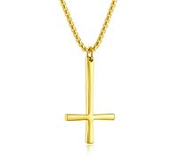 HEXALOVA Cross Necklace for Men Silver Cross Chain Stainless Steel Pendant for Women Goth Necklace Gothic Christian Jewelry, Stainless Steel, No Gemstone